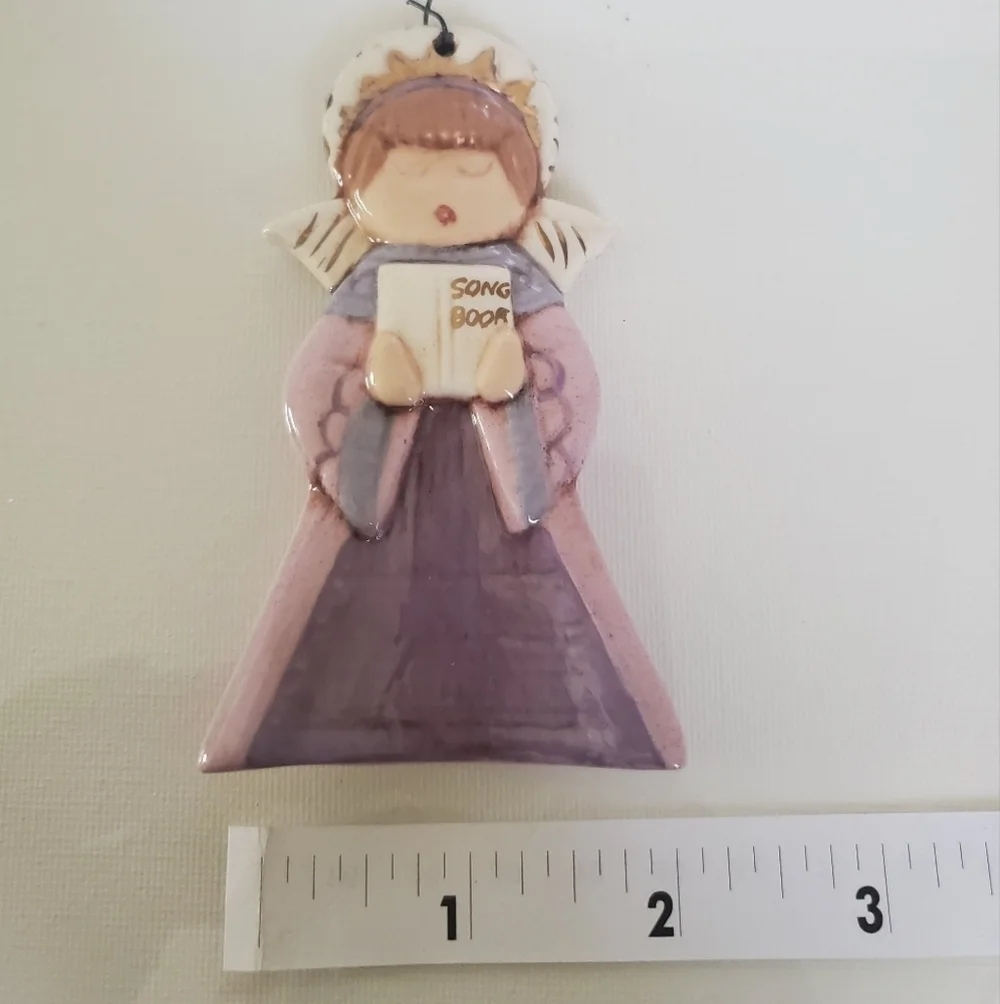 Vintage 1983 Ceramic Hand Painted Angel Ornament *Signed*